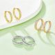Round-Cut Moissanite Half Pavé Huggie Hoop Earrings in Sterling Silver