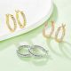 Round-Cut Moissanite Single-Row Half Pavé Hoop Earrings in 925 Sterling Silver