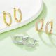 Round-Cut Moissanite Triple-Row Pave Huggie Hoop Earrings in 925 Sterling Silver