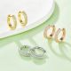 White Moissanite Triple-Row Pavé Huggie Hoop Earrings in 925 Sterling Silver