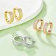 Round-Cut Moissanite Triple-Row Pavé Huggie Hoop Earrings in 925 Sterling Silver