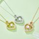 Round-Cut Moissanite Infinity Heart Halo Pendant Necklace