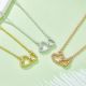 Moissanite Interlocking Double Heart Pendant Necklace in 925 Sterling Silver