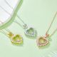 Round-Cut Moissanite Open Heart Halo Pendant Necklace in 925 Sterling Silver
