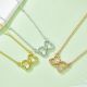 Moissanite Interlocking Heart Pave Pendant Necklace in 925 Sterling Silver