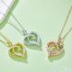 White Moissanite Interlocking Heart Pave Pendant Necklace in 925 Sterling Silver