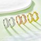 Round Moissanite Pave Link Huggie Hoop Earrings in 925 Sterling Silver