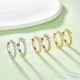 Round-Cut Moissanite Pavé Half Hoop Huggie Drop Earrings in 925 Sterling Silver