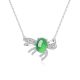 Oval Green Chalcedony Pavé Bowknot Necklace in 925 Sterling Silver
