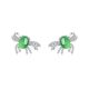 Oval Green Chalcedony Bow Ribbon Stud Earrings in 925 Sterling Silver