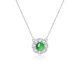 Round Green Chalcedony Sunburst Halo Pendant Necklace in 925 Sterling Silver