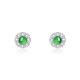 Round Green Chalcedony Floral Halo Stud Earrings in 925 Sterling Silver