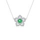 Round Green Chalcedony Floral Pendant Necklace in 925 Sterling Silver