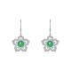 Round Green Chalcedony Floral Dangle Earrings in 925 Sterling Silver