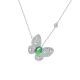 Oval Green Chalcedony Butterfly Pavé Pendant Necklace in Sterling Silver