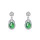 Oval Green Chalcedony Vintage Halo Drop Stud Earrings in 925 Sterling Silver