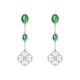 Oval Green Chalcedony Floral Drop Earrings in 925 Sterling Silver