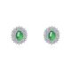 Oval Green Chalcedony Double Halo Stud Earrings in 925 Sterling Silver