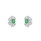 Oval Green Chalcedony Radiant Halo Stud Earrings in 925 Sterling Silver