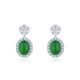 Oval Green Chalcedony Floral Halo Drop Stud Earrings in 925 Sterling Silver