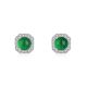 Round Green Chalcedony Octagonal Halo Stud Earrings in 925 Sterling Silver