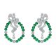 Green Chalcedony Beaded Bow Drop Stud Earrings in 925 Sterling Silver