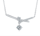 Round-Cut Moissanite Crossover Bar Drop Pendant Necklace in 925 Sterling Silver