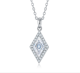 Diamond-Shaped Moissanite Halo Pendant Necklace in 925 Sterling Silver