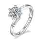 Round-Cut Moissanite Twisted Snowflake Solitaire Ring in 925 Sterling Silver