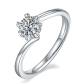 Round-Cut Moissanite Twisted Snowflake Solitaire Ring in 925 Sterling Silver