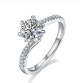 Round-Cut Moissanite Snowflake Twisted Pavé Engagement Ring in Silver