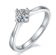 Round-Cut Moissanite Heart-Prong Solitaire Ring in 925 Sterling Silver