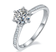 Round-Cut Moissanite Pave Six-Prong Solitaire Ring in 925 Sterling Silver