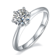 Round-Cut Moissanite Classic Six-Prong Solitaire Ring in 925 Sterling Silver