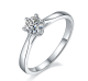 Round-Cut Moissanite Six-Prong Solitaire Engagement Ring in Silver