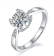Round-Cut Moissanite V-Shank Solitaire Engagement Ring in 925 Sterling Silver