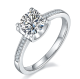 Round-Cut Moissanite Pavé Solitaire Engagement Ring in 925 Sterling Silver