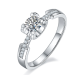 Round-Cut Moissanite Pavé Shoulder Solitaire Engagement Ring