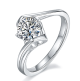 Round-Cut Moissanite Twisted Bypass Solitaire Ring in 925 Sterling Silver