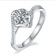 Round-Cut Moissanite Twisted Pave Solitaire Engagement Ring in Silver