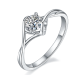 Round-Cut Moissanite Twisted Bypass Solitaire Ring in 925 Sterling Silver
