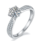 Round-Cut Moissanite Pavé Solitaire Engagement Ring in 925 Sterling Silver