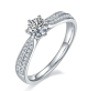 Round-Cut Moissanite Starlight Pave Solitaire Ring in 925 Sterling Silver