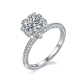 Round-Cut Moissanite Heart Halo Bouquet Engagement Ring in 925 Sterling Silver