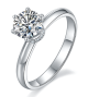 Round-Cut Moissanite Six-Prong Solitaire Engagement Ring in 925 Sterling Silver