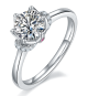 Round-Cut Moissanite Crown-Style Solitaire Engagement Ring in 925 Sterling Silver