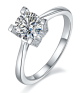 Round-Cut Moissanite V-Prong Solitaire Ring in 925 Sterling Silver