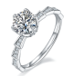 Round-Cut Moissanite Geometric Pavé Solitaire Ring in 925 Sterling Silver