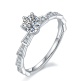 Round-Cut Moissanite Geometric Snake-Inspired Solitaire Ring in 925 Sterling Silver