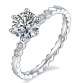 Round-Cut Moissanite Honeycomb Accent Solitaire Ring in 925 Sterling Silver
